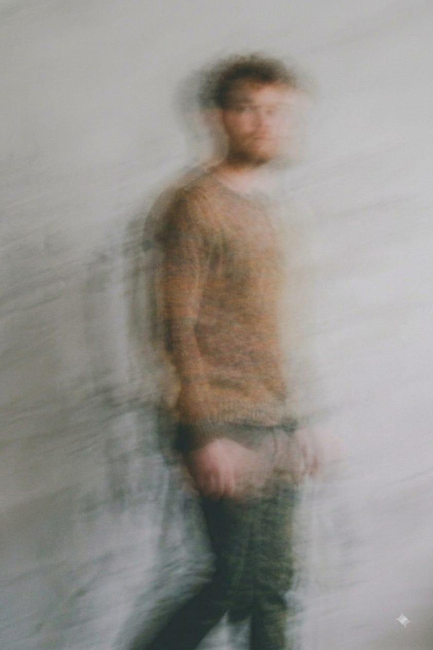 Figura de una persona en movimiento, desenfocada